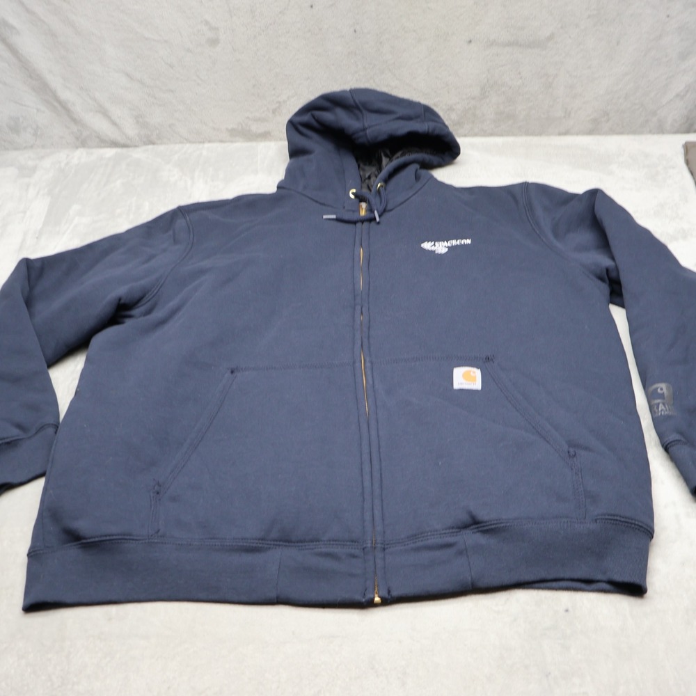 Carhartt Hoodie Mens XL Blue Rain Defender 3-Season Sweatshirt Quilt Lined LOGO
